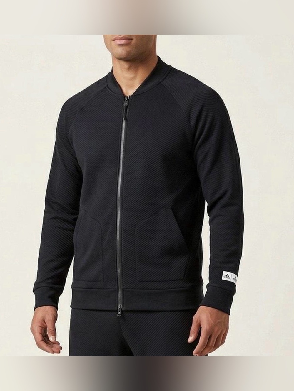 adidas Men's Black Full-Zip Performance Bomber Jacket